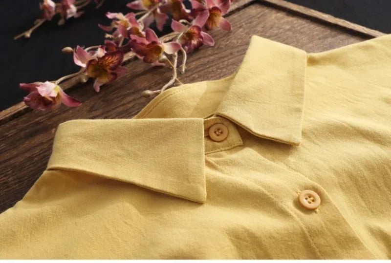 Chemisier ample grande taille respirant Chemise mi-longue coréenne décontractée Chemises d'automne Femme Chemises unies simples à manches longues