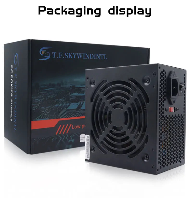 Unité d'alimentation PC 700W Noir Gaming Silencieux Ventilateur 120mm ATX 24 broches 12V pour ordinateur de bureau BTC