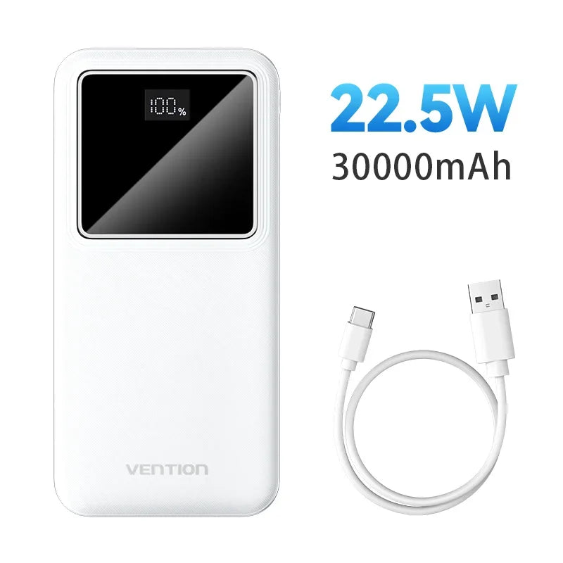 Vention Powerbank 30000mAh PD 22.5W Schnelllade-Powerbank Externe Akku-Ladegerät für Xiaomi Poco iPhone Samsung iPad