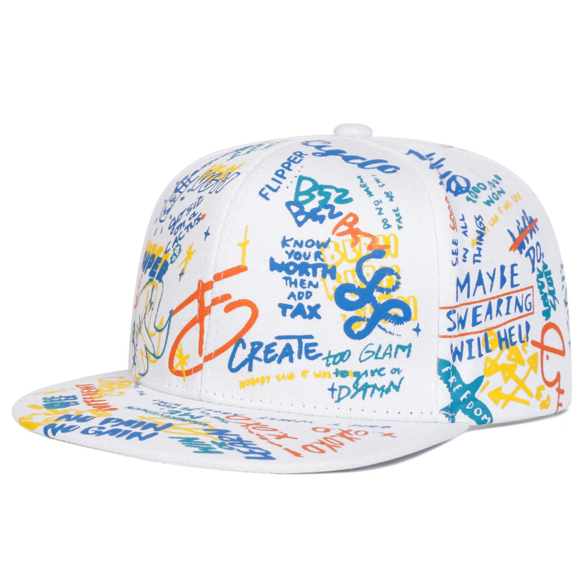 Unisex Schwarz-Weiß-Letter-Graffiti-Druck Hip-Hop-Mützen Frühling Herbst Outdoor Verstellbare Freizeit-Baseballkappen Sonnenhut