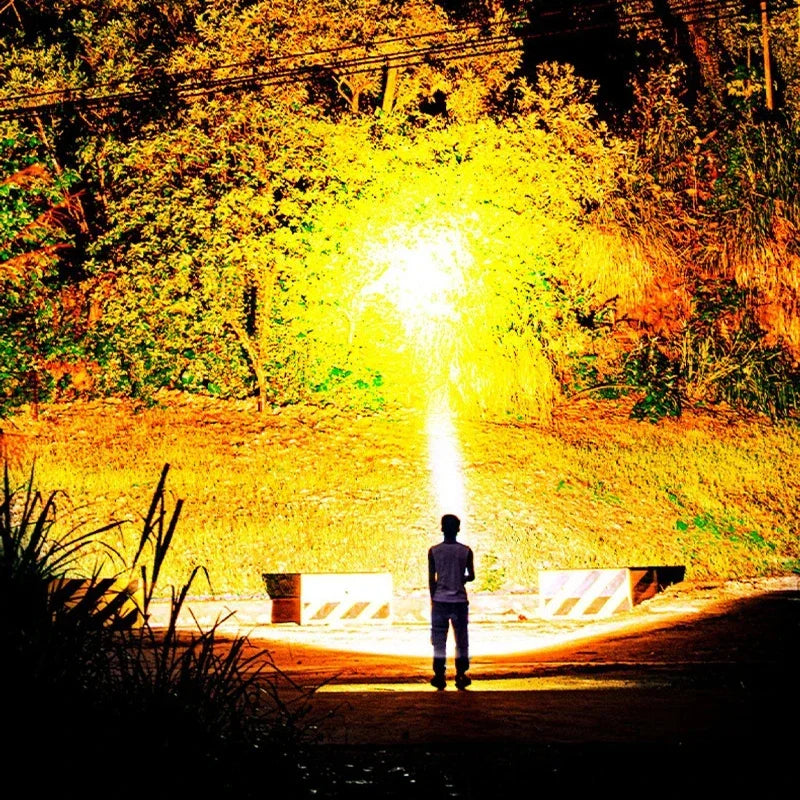 Super Big Flashlight USB Rechargeable Most Strong LED Flash Light Long Range Torch Zoom Outdoor With Digital Power Display