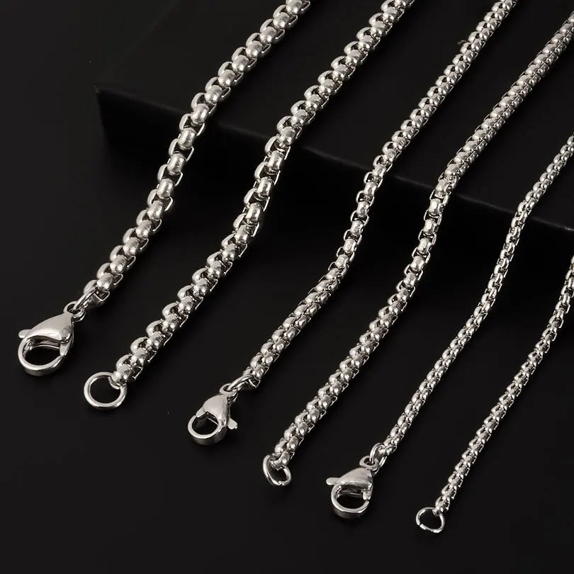 45/50/60/70/80/90cm lange Kette einfacher Schmuck um den Hals Dekoration Edelstahl-Box-Halsketten für Damen Herren DIY Anhängerzubehör