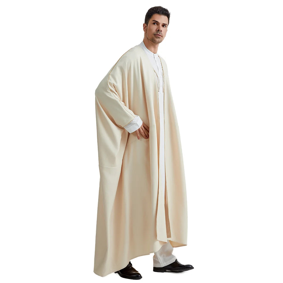 Ramadan Djellaba Eid Abayas Gebets-Kaftan Herren Muslimischer offener Abaya Türkei Arabischer Cardigan Robe Marokko Jubba Thobe Islam Dishdasha