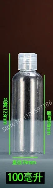 Lot de 30/50/100 flacons compressibles en plastique de 5 à 120 ml avec bouchon à clapet, en PET, pour lotion, shampoing, échantillons cosmétiques, flacons de voyage