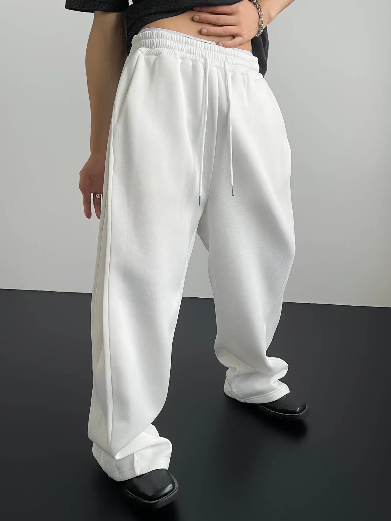 Pantalon de survêtement large Y2K Harajuku pour femmes, streetwear, ample, surdimensionné, gris, de sport, taille haute, avec cordon de serrage, décontracté