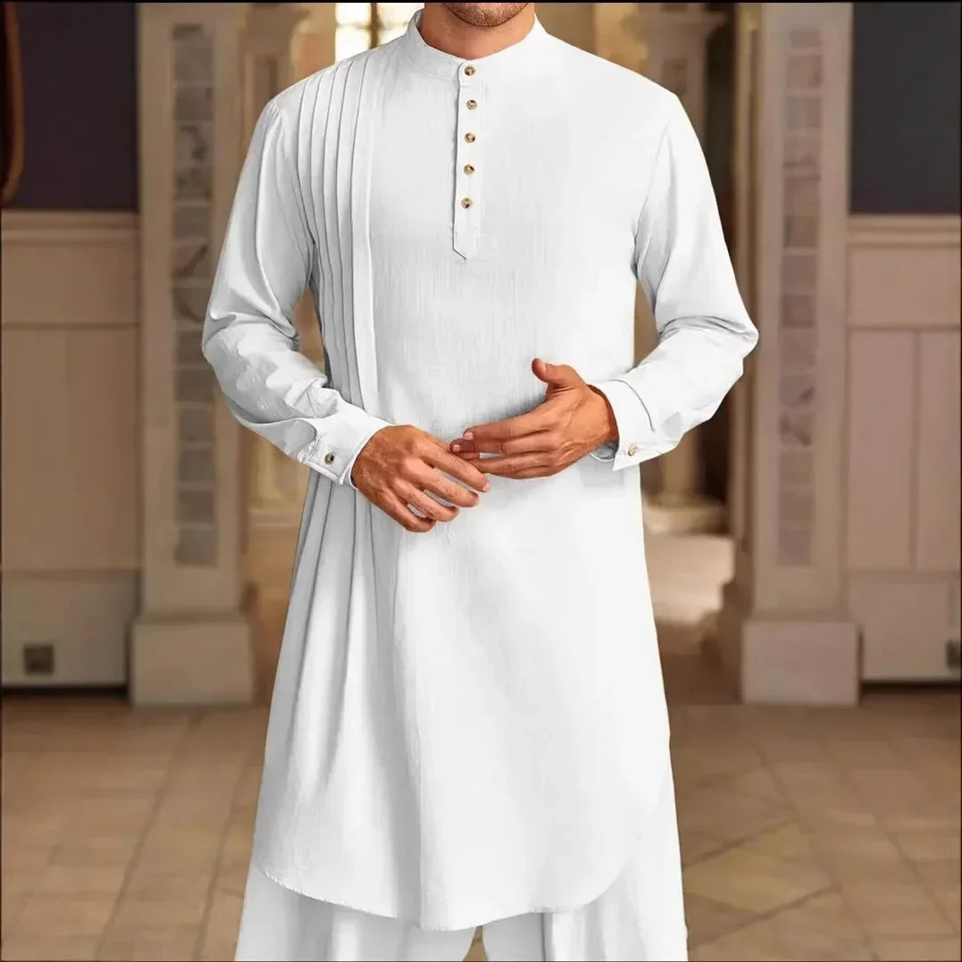 Chemise musulmane ample en coton pour homme du Moyen-Orient, arabe, malaisien, nouveauté 2025
