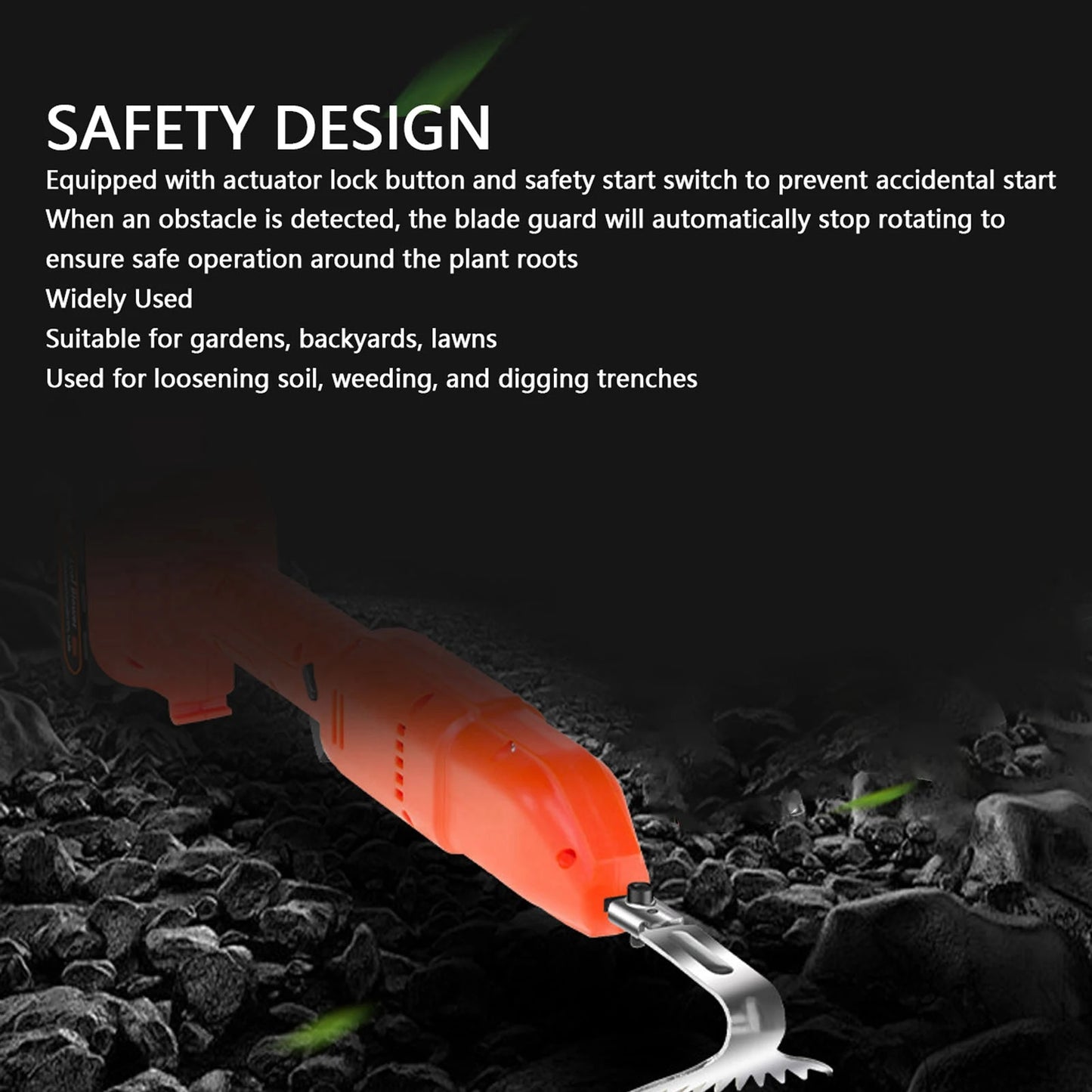 Cordless Mini Hoe Ergonomic Handle Electric Gardening Hoe 4 and 11 Teeth Head Trigger Key Start  for Greenhouse Digging