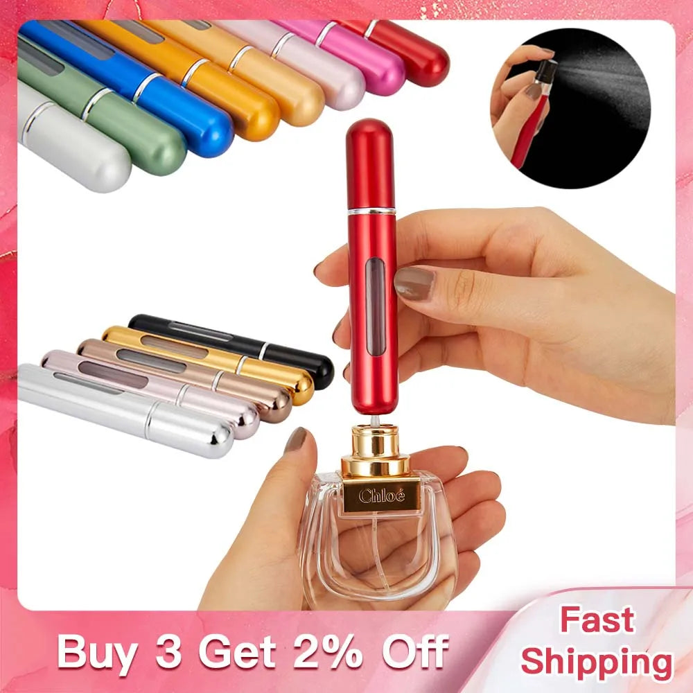 Flacon de parfum en set 8ml 5ml Bouteille rechargeable avec pompe de pulvérisation Conteneurs cosmétiques vides Atomiseur de voyage Livraison gratuite