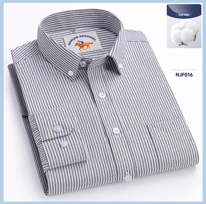Chemises Oxford à manches longues en 100 % coton pour homme, grandes tailles 8XL, coupe ajustée, unies ou rayées, pour le bureau, couleur blanche, tenues professionnelles