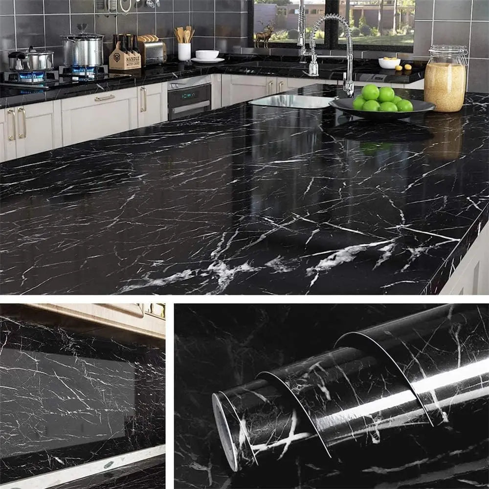 Marmor Selbstklebende Küchenfolie - Wasserdichte Ölbeständige PVC Vinyl Tapete für Arbeitsplatte, Spritzschutz, Fliesen | Leicht Anzubringen & Wieder Ablösbar