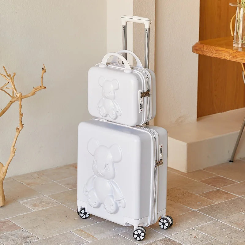 Nouvelle valise trolley universelle à roulettes 18 pouces 2024, sac de maquillage cabine pour hommes et femmes