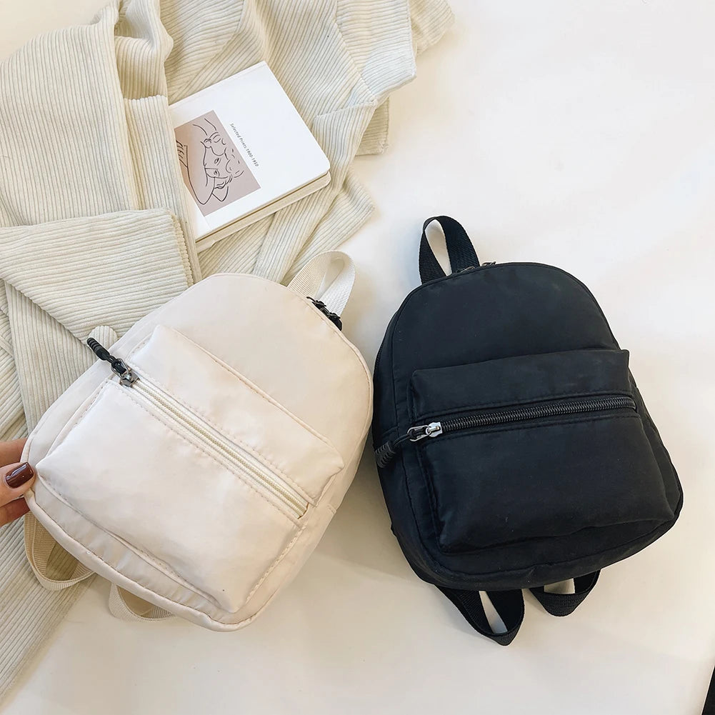 Fashion Uni-Farbe Rucksack Damen Nylon Ranzen Preppy Stil Mini-Rucksäcke