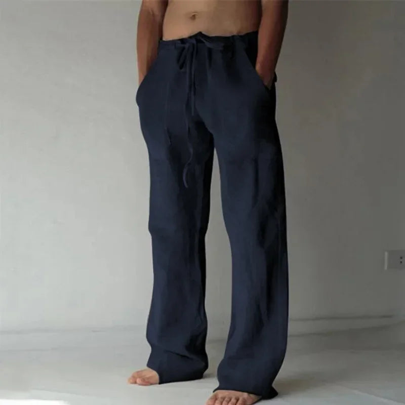 ropa hombre baggy pants Pantalon décontracté en coton et lin pour hommes, respirant, ample, Streetwear, Jogging, Automne, Été