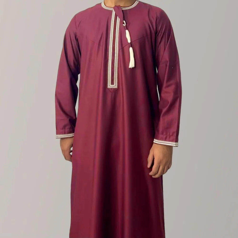 Nouvelle robe longue à manches longues pour hommes musulmans Abaya Daffah Jubba Thobe Pakistan Arabie Saoudite Caftan Islamique Vêtement de prière Afghane