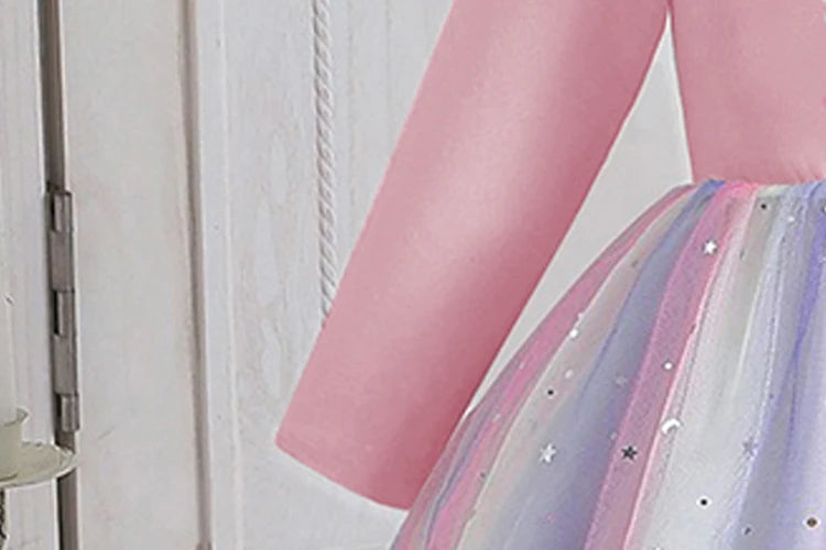 Kpop Demon Hunters Vêtements Enfants Robe de Princesse Manches Longues Printemps Robe Bébé Filles pour Fête d'Anniversaire Arc-en-ciel 2-8 Ans