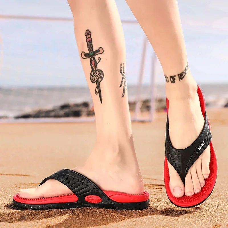 Massage Flip Flops für Herren, Sommer atmungsaktive Strandschuhe, Sandalen Herren, Luxus Flip Flops, atmungsaktiv, Übergröße, Herren Hausschuhe 46
