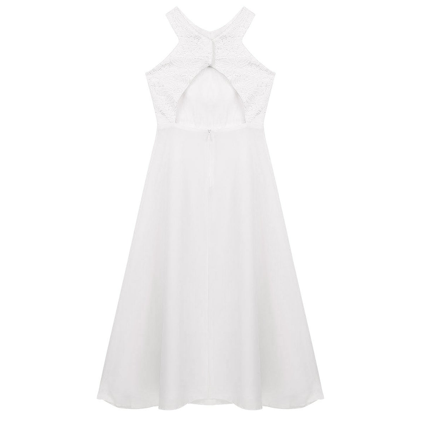 Robe de demoiselle d'honneur en mousseline florale avec découpe au dos pour enfants, tenue de fête d'anniversaire ou de mariage pour filles