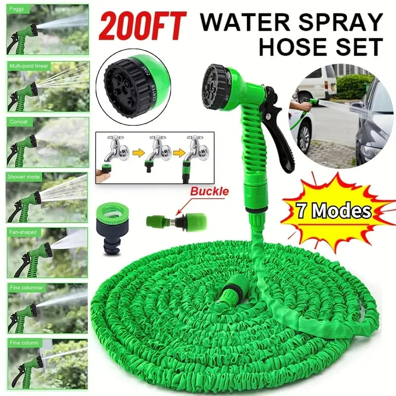 Tuyau magique extensible 25FT-200FT Conception légère Pistolet à 7 fonctions de pulvérisation d'eau Matériaux durables Outils d'arrosage pour la maison et le jardin