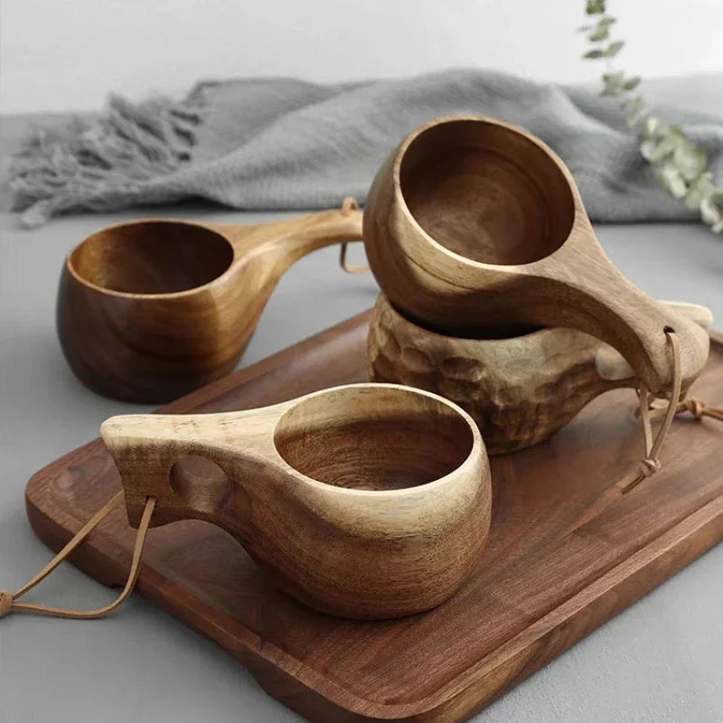 Holz Finnland Tasse Kreativ Outdoor Camping Reise Holzbecher Nordischer Stil Handgemachte Milch Kaffee Bar Bierkrüge