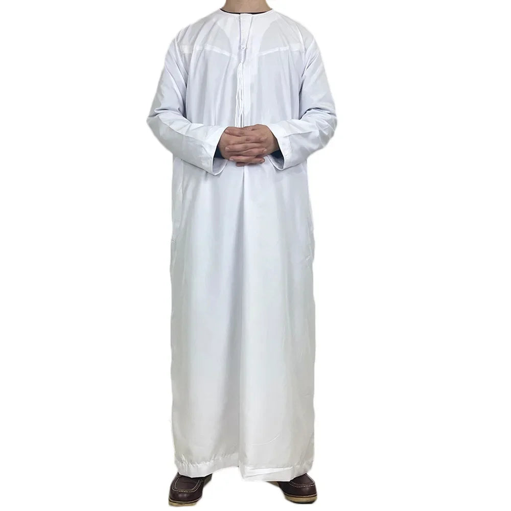 Nouvelle robe longue à manches longues pour hommes musulmans Abaya Daffah Jubba Thobe Pakistan Arabie Saoudite Caftan Islamique Vêtement de prière Afghane