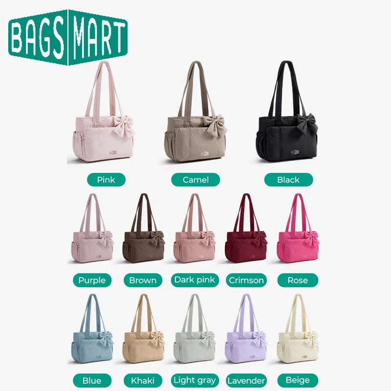 BAGSMART Sac fourre-tout trois tailles avec plusieurs poches, sac à main gonflé, sac à bandoulière décontracté, sac fourre-tout grande capacité