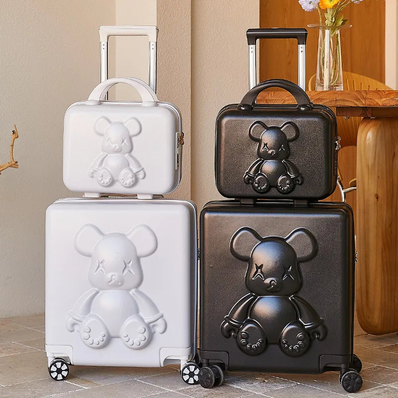 Nouvelle valise trolley universelle à roulettes 18 pouces 2024, sac de maquillage cabine pour hommes et femmes