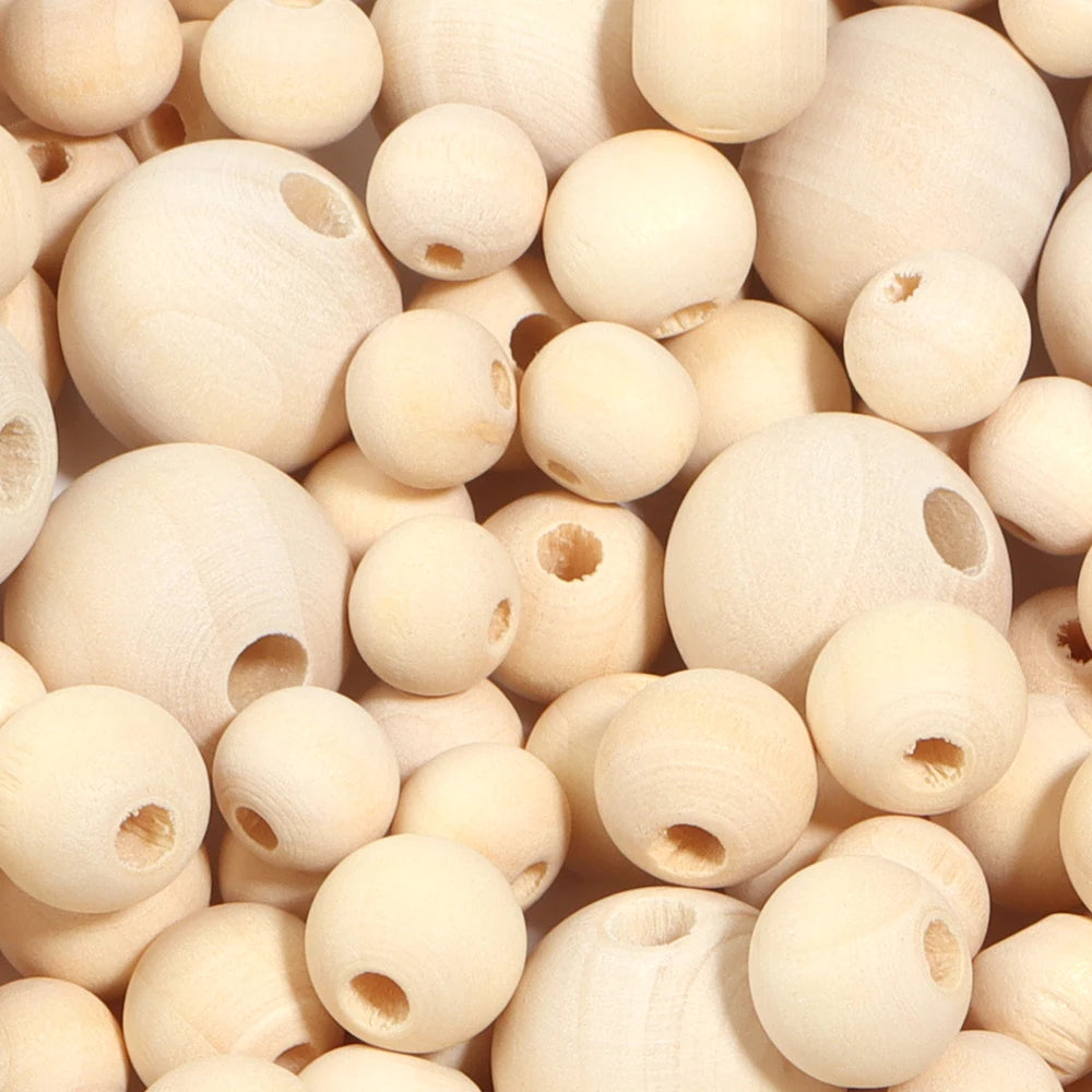 30-100 pièces/lot Perles rondes en bois couleur bûche 6/8/10/12/14/16/18/20/25/30mm Perles entretoises lâches pour accessoires de fabrication de bijoux DIY