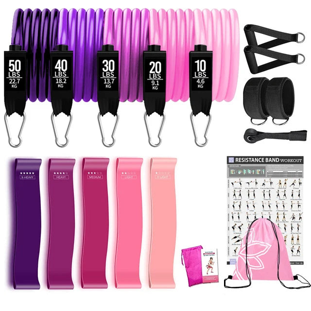 360lbs Fitness Übungen Widerstandsbänder Set Elastische Tubes Zugseil Yogaband Trainingsausrüstung für Zuhause Fitnessstudio Gewicht