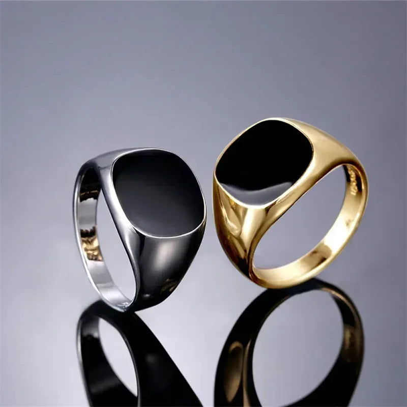 Nouvelles bagues brillantes en métal 2023 pour hommes, anneaux géométriques larges, chevalière carrée, style punk, bijoux fantaisie, vente en gros