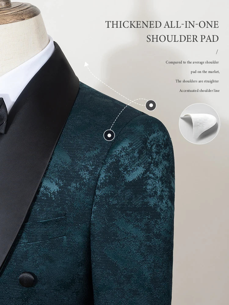 Luxus 2-teiliger Anzug Herren Party Outfit High-End Zweireiher Business Casual Anzug Bräutigam Hochzeitskleid Schalkragen