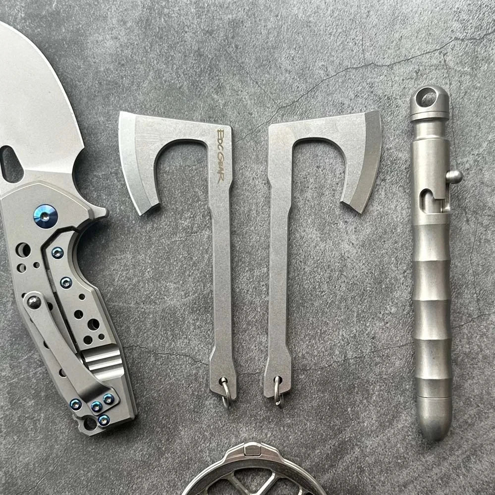 9Cr18Mov Steel Axe blade Kinfe Pendant Outdoor Decorations Necklace Bracelet Camping Gear EDC Tools K-sheath Bead Chai