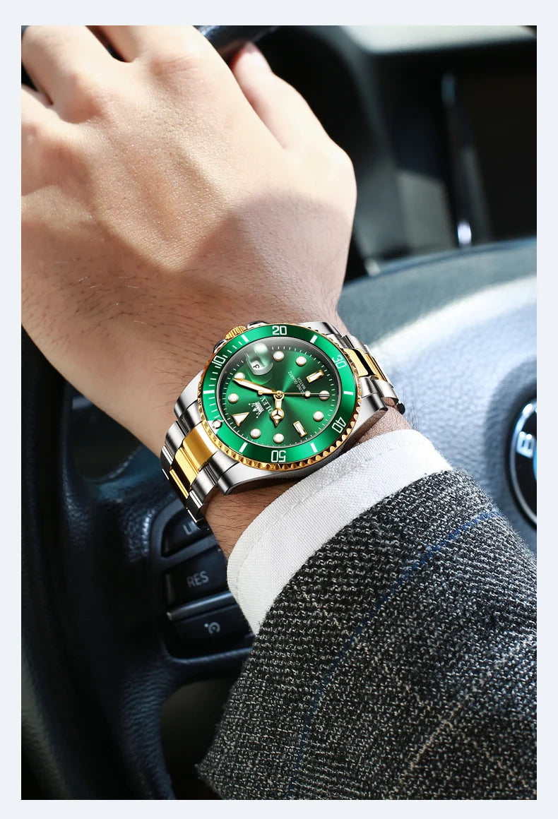 OLEVS 5885 Montre homme Marque originale Étanche Montre à quartz Bracelet en acier inoxydable Date automatique Montres cadeaux pour homme