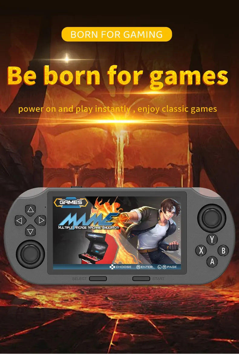 SF3000 handheld game console with a 4.5-inch large screen, supporting e-books, MP4， Music function, built-in 20000+games