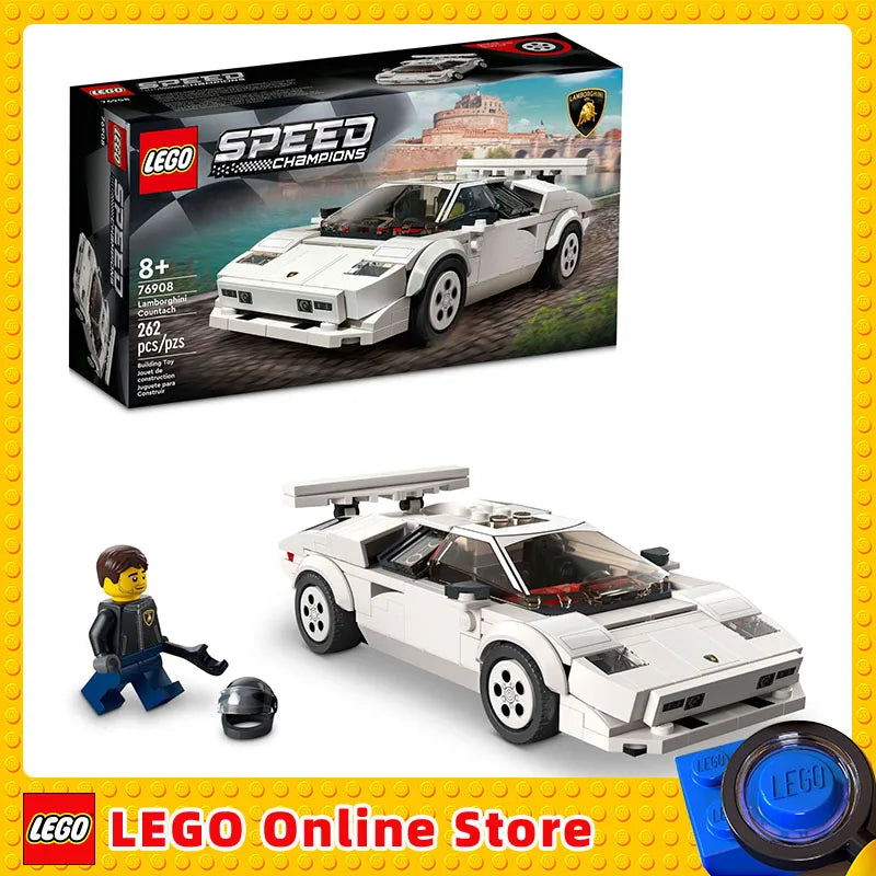 LEGO Speed Champions Lamborghini Countach 76908 Rennwagen-Spielzeug-Sammelbausatz Rennfahrer-Minifigur als Geburtstagsgeschenk