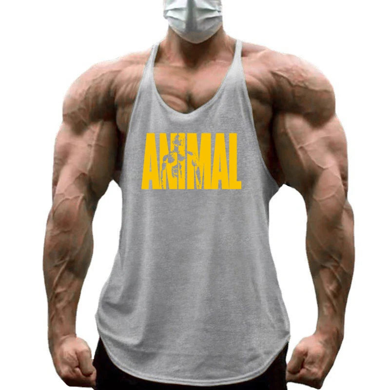 Gilets de course pour hommes ANIMAL Lettres imprimées Débardeurs de sport sans manches en coton pour la musculation Maillots de corps vêtement de fitness musculaire