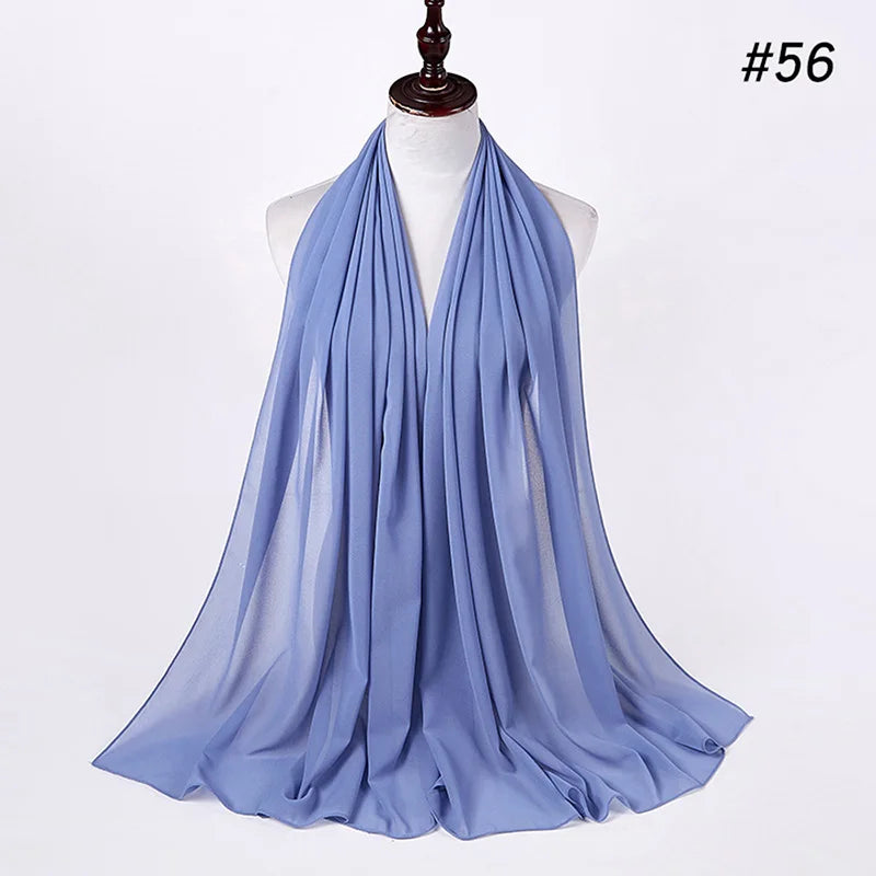 Hijab musulman en mousseline pour femmes, écharpe en mousseline bulle, voile pour femmes, musulmanes, islamiques, de couleur unie, malaisiennes, écharpes foulard musulman
