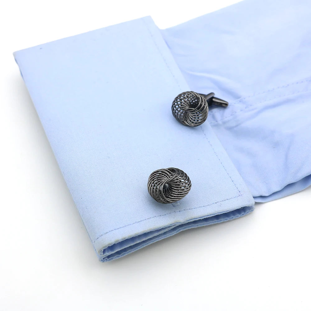 iGame Boutons de manchette nœud de mode en laiton de qualité design boule tressée pour mariage homme