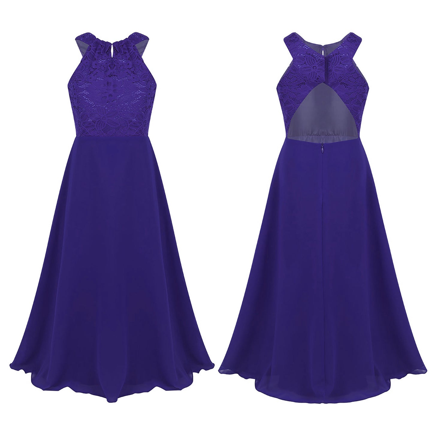 Robe de demoiselle d'honneur en mousseline florale avec découpe au dos pour enfants, tenue de fête d'anniversaire ou de mariage pour filles