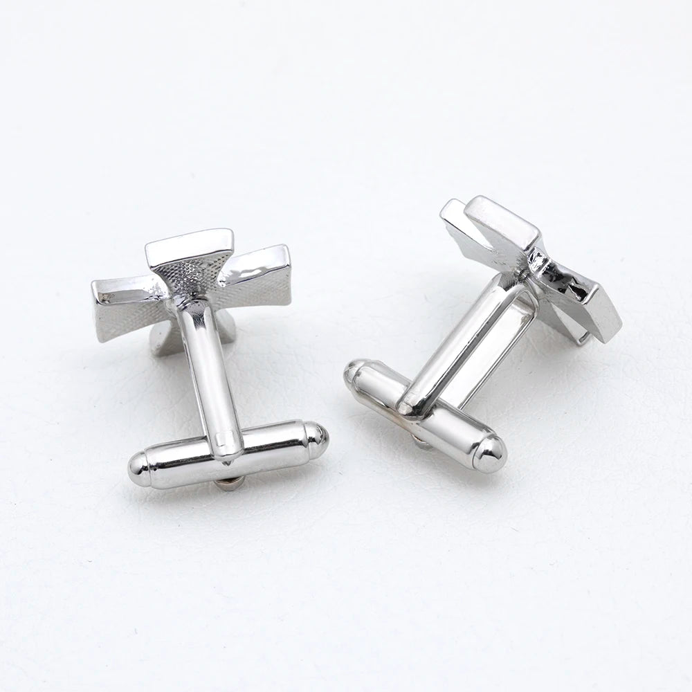 Classic Blue Black Colors Cross Shaped Mens Cufflinks Shirt Suit Tuxedo Blouse Silvery Sleeve Button