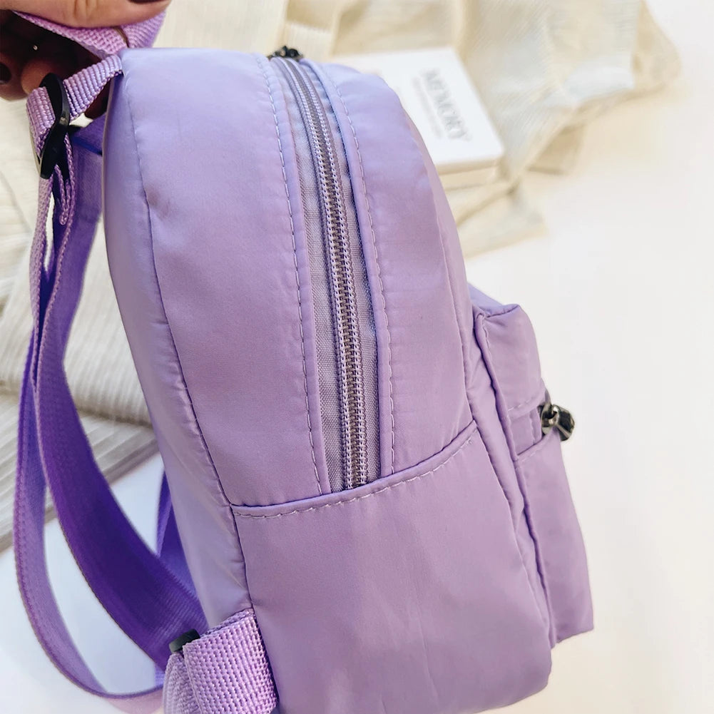 Fashion Uni-Farbe Rucksack Damen Nylon Ranzen Preppy Stil Mini-Rucksäcke