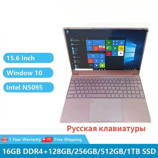 Damen-Laptop Windows 10 Office Education Gaming Notebook Pink 15,6" 11. Intel Celeron N5095 16G RAM 1T Dual WiFi Hebräische Tastatur