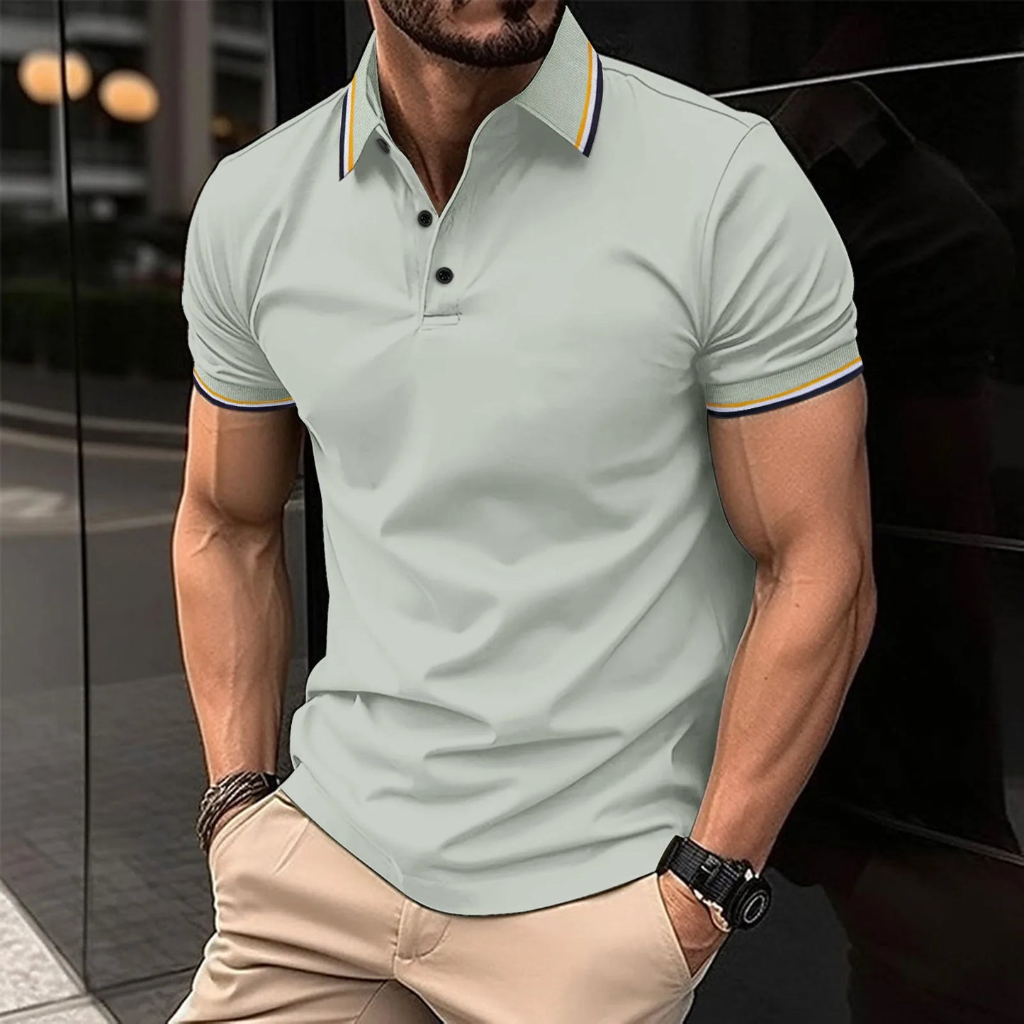 2025 Hot Sale Men's Summer Casual Breathable Comfortable Polo Shirt Men's Solid Color High Quality Short Sleeve T-Shirt