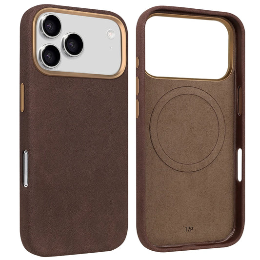 Coque de téléphone en daim pour iPhone 17 Pro avec chargement magnétique sans fil, coque antichute compatible avec iPhone 17, 16, 15 Pro Max