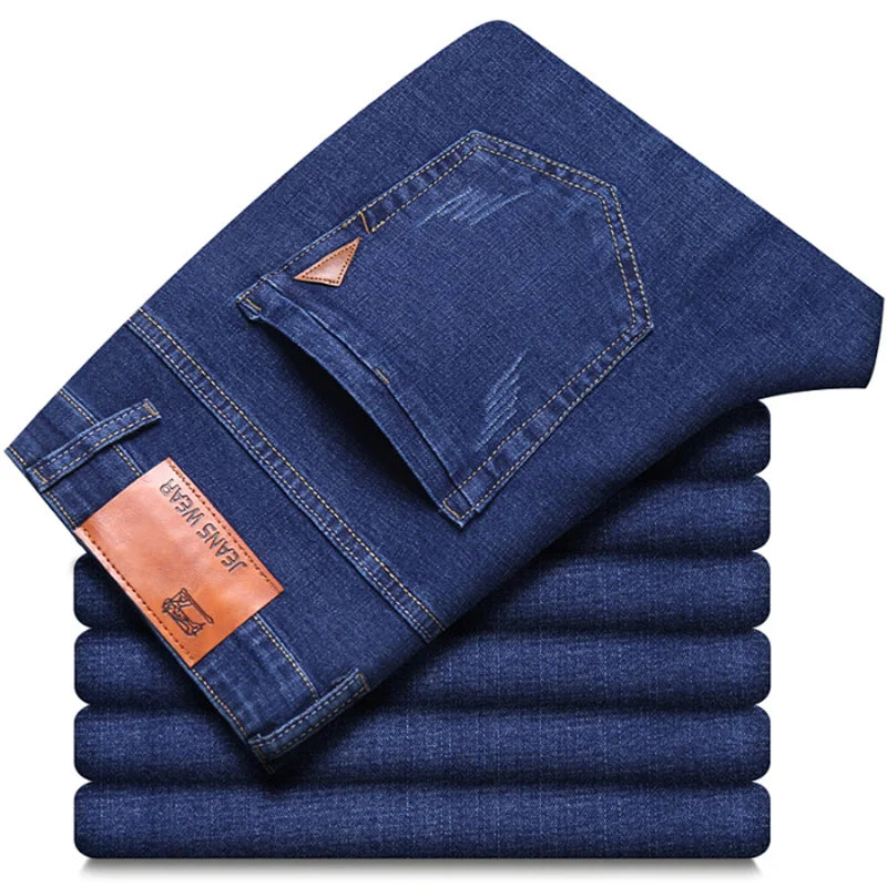 Nouveau Jean Slim extensible classique décontracté pour Homme 2024, Pantalon en Jean de Marque pour Homme, Noir Bleu