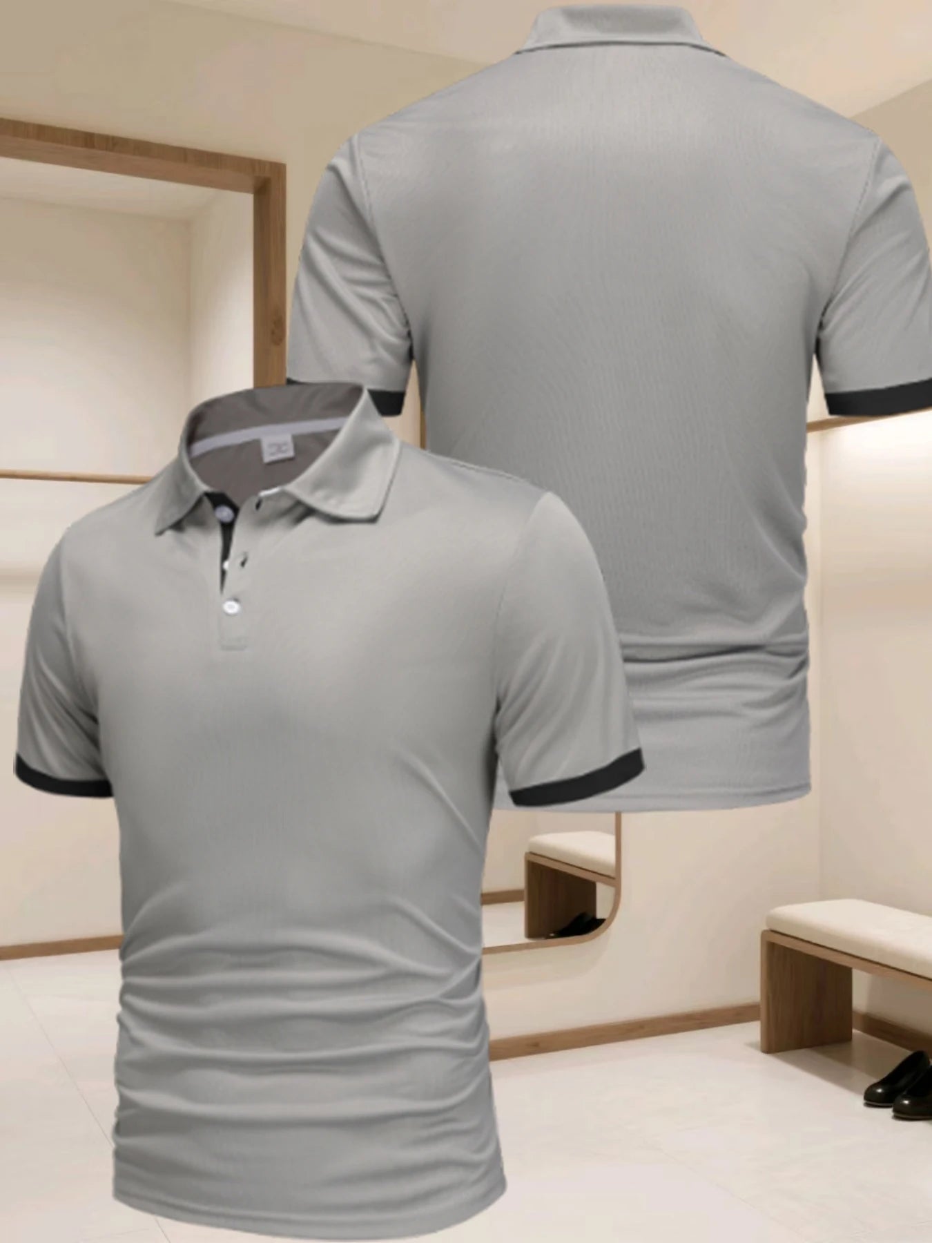 Haut de polo pour homme, haut de t-shirt de sport d'extérieur contrastant, polo de sport d'extérieur respirant pour homme, polo contrastant tendance