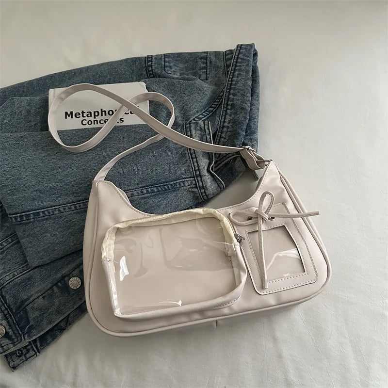 Sac bandoulière d'école pour femme, créateur japonais, sac à main, bourse Y2k Harajuku, sac à bandoulière pour femme, sac transparent coréen