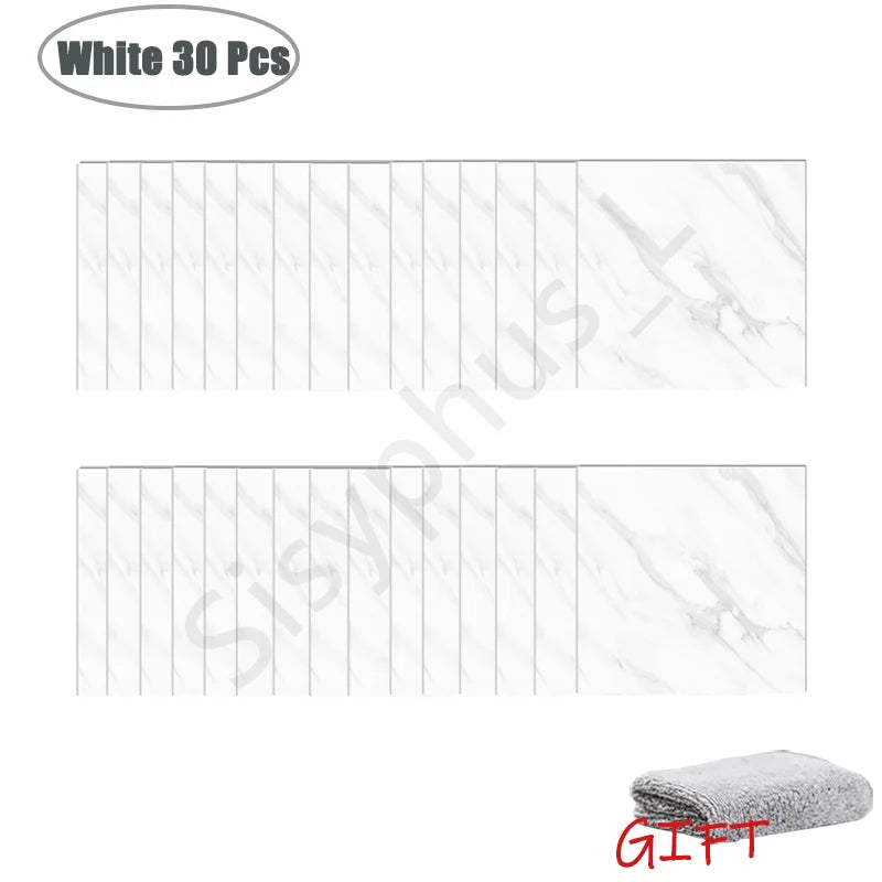 Simulated Thick Marble Tile Wall Sticker PVC Waterproof Self-adhesive Living Room Toilet Kitchen Home Floor Sticker
