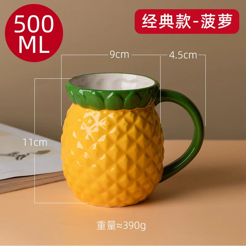 Dreidimensionale Frucht-Porzellan-Kaffeetasse Große Kapazität Apfel-Erdbeer-Tasse Zuhause Nachmittagstee Dessert Tee Tasse Paar Tasse