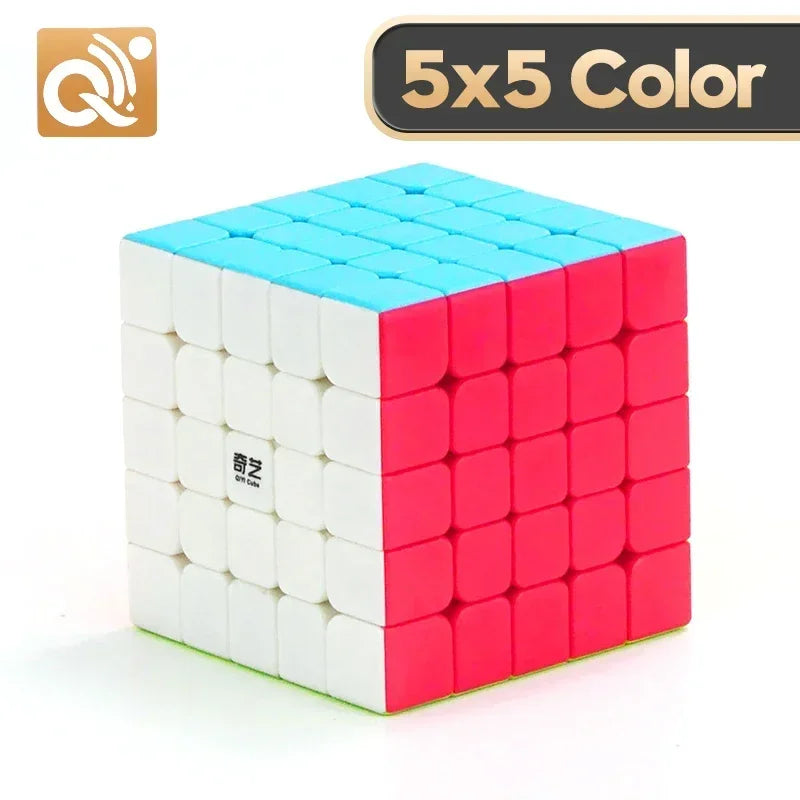 QIYI Cube Magique Vitesse 2x2 3x3 4x4 5x5 6x6 7x7 Autocollants Noirs Casse-tête Cube Magique Jouets Éducatifs Enfants