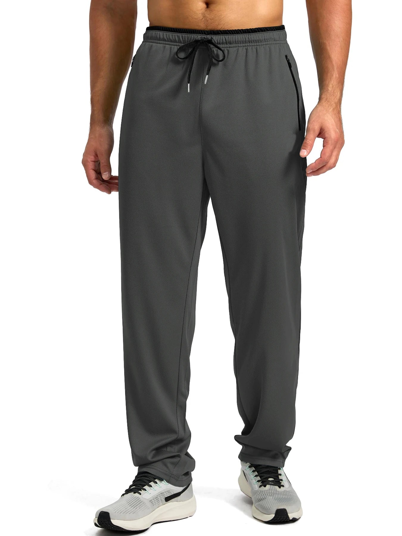 Pantalon de sport léger, respirant et à séchage rapide pour homme, avec taille élastique et poches zippées, idéal pour la gym, les loisirs, la course et la randonnée
